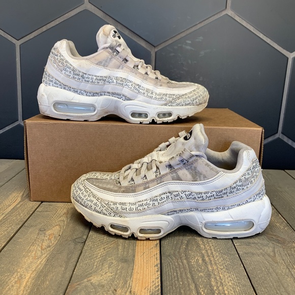 ~Used W/O Box! Men's Nike Air Max 95 White Just Do It Chunky Sneakers Size 6.5 - Picture 1 of 6